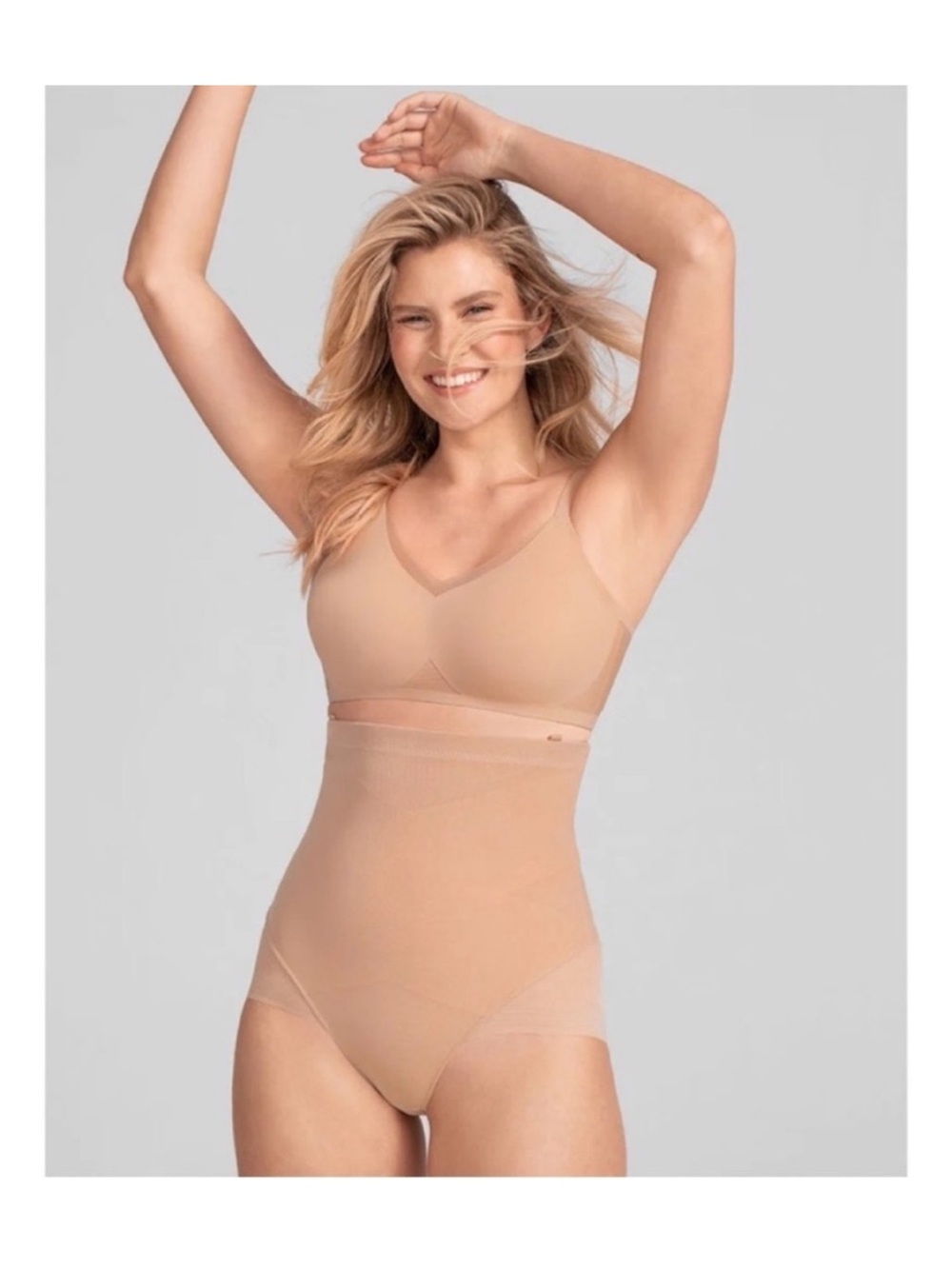 NWT Honey Love Super Power High Waist Compression Briefs in Sand / Nude Size L
